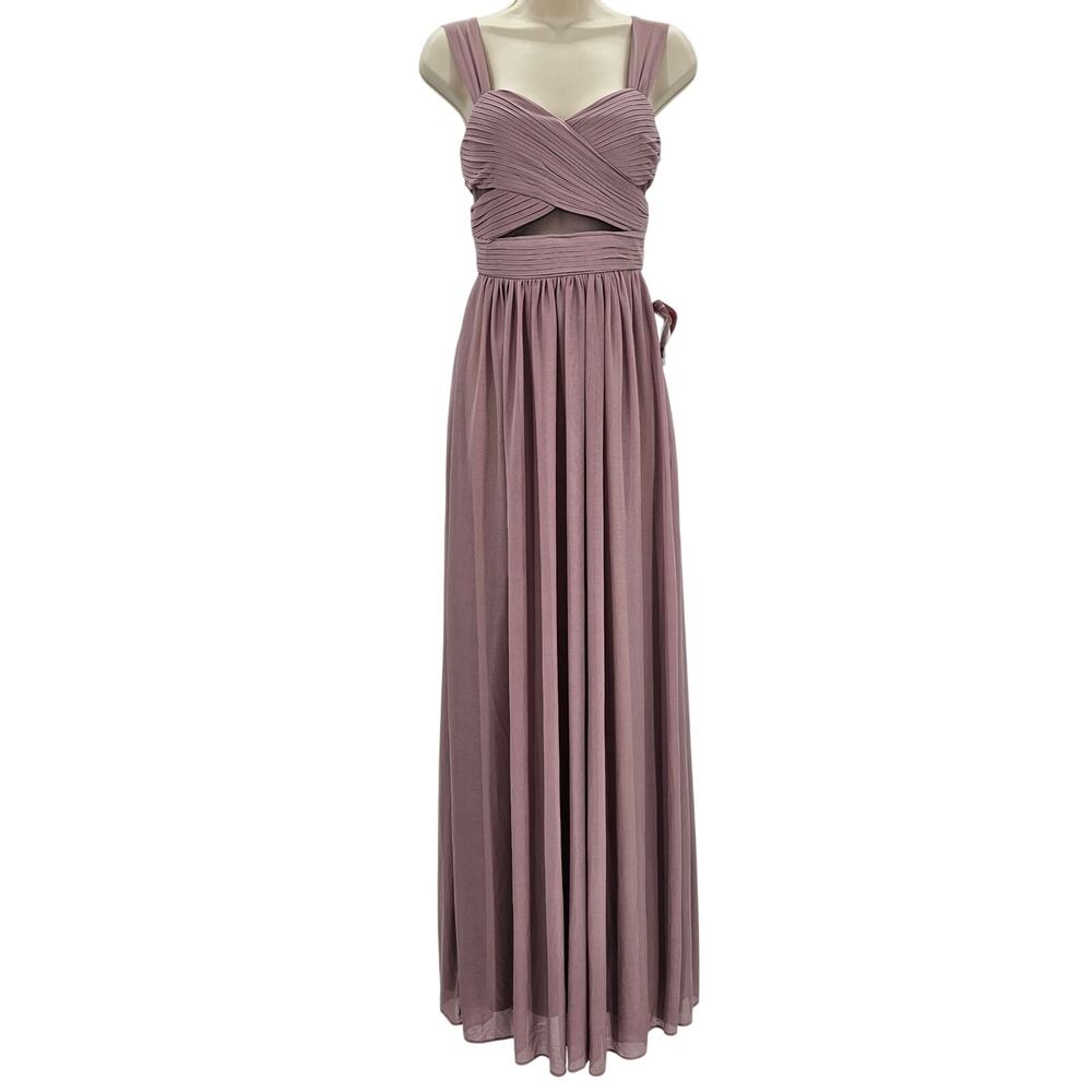 Birdy Grey Womans size XS Elsye Chiffon Mesh Formal Maxi Dress Gown Mauve NEW
